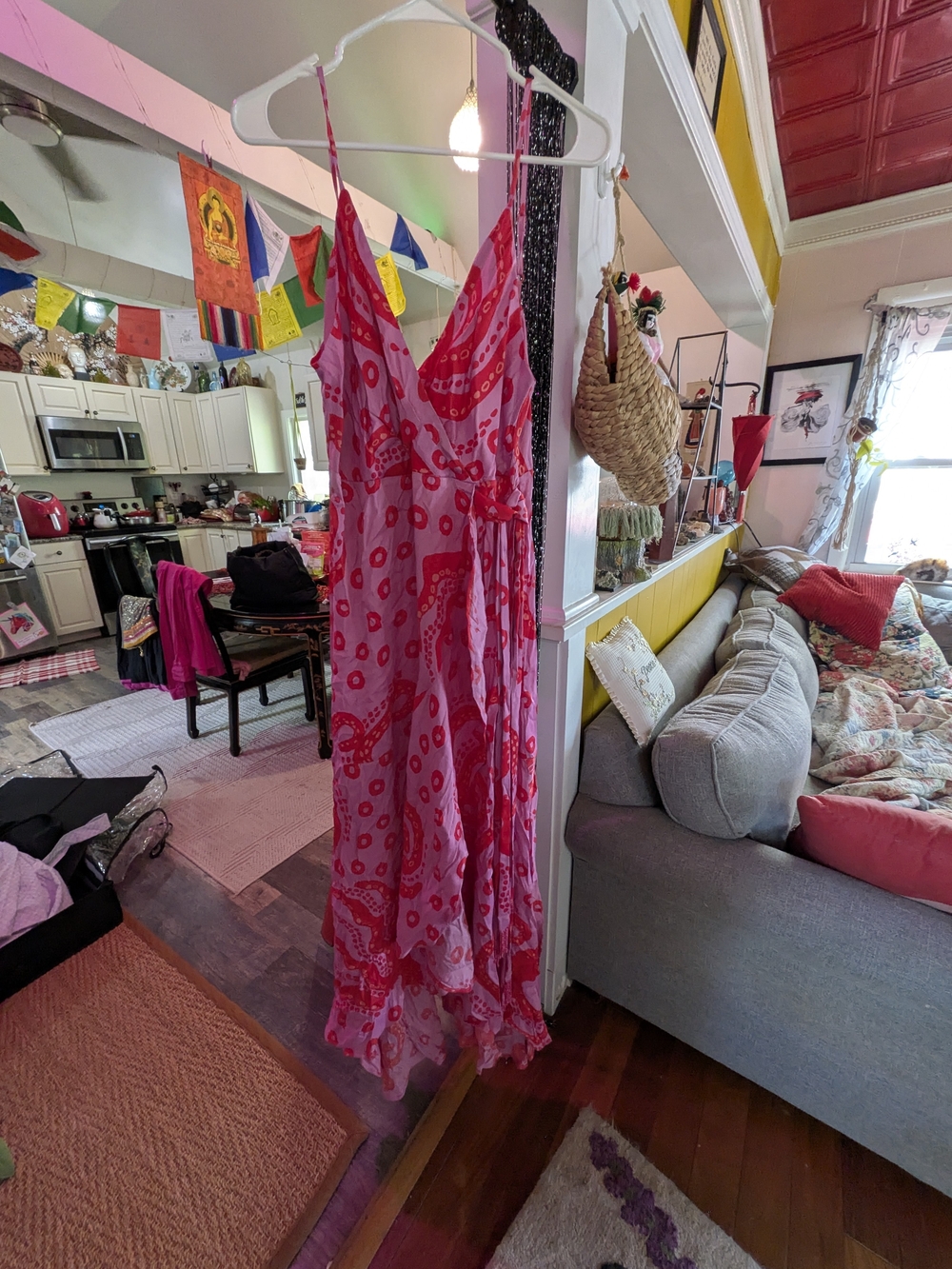FARM Rio Pink & Red Printed Wrap-Style Maxi Dress